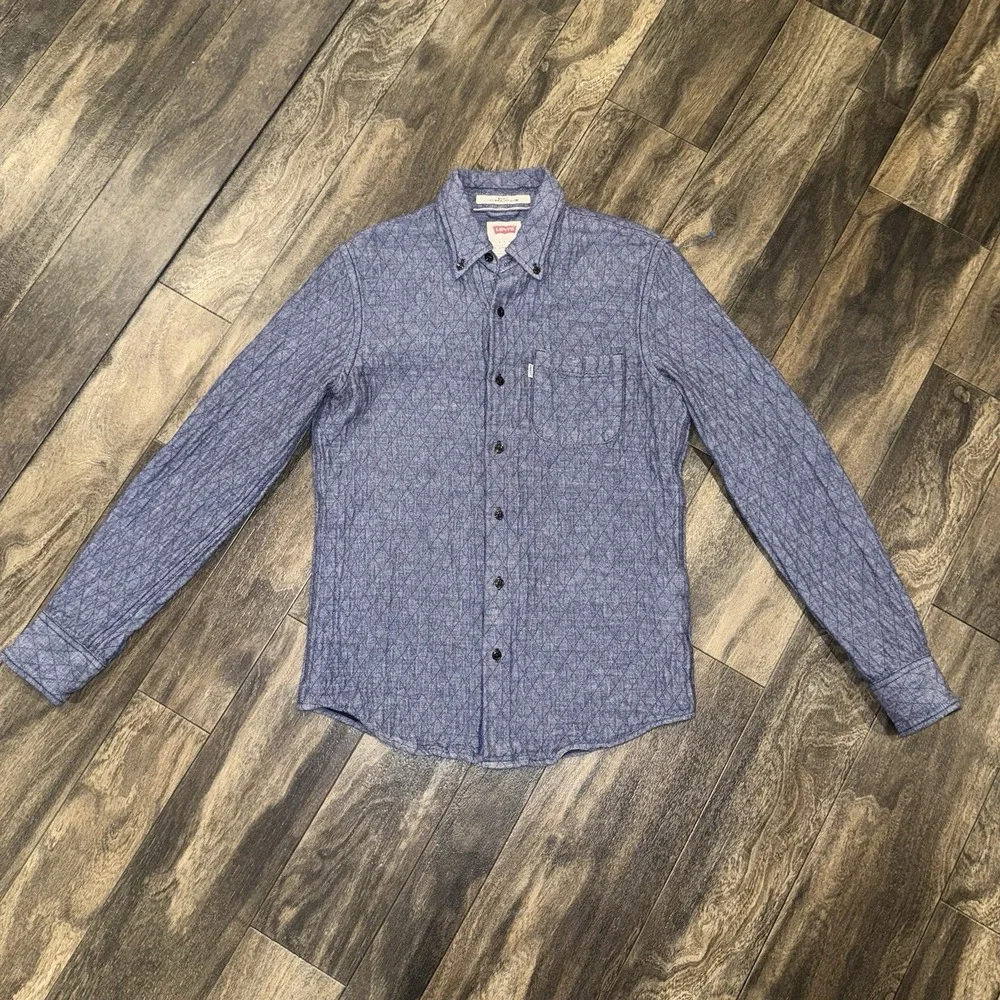Levi Strauss & Co Modern Fit  Button Down Quilted Shirt Jacket Blue Size Small‎